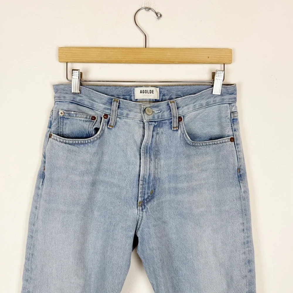 Agolde Light Blue Straight Leg Jeans - Picture 6 of 12